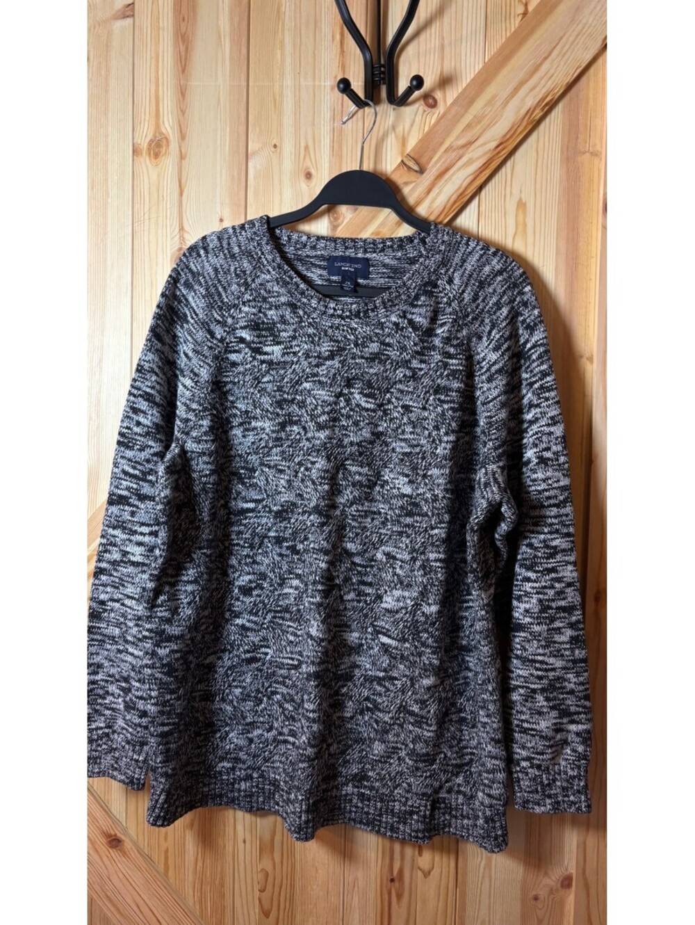 Lands' End Drifter 2X Black and White Cotton Sweater